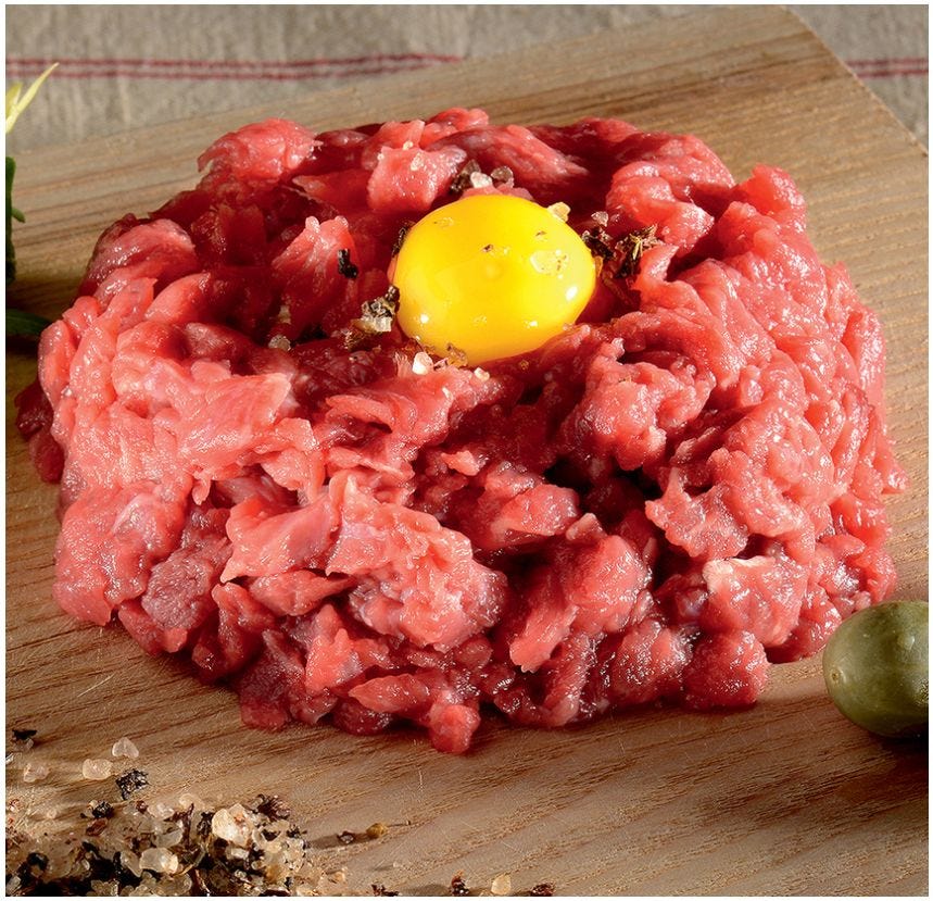 Tartare de bœuf coupé au couteau
