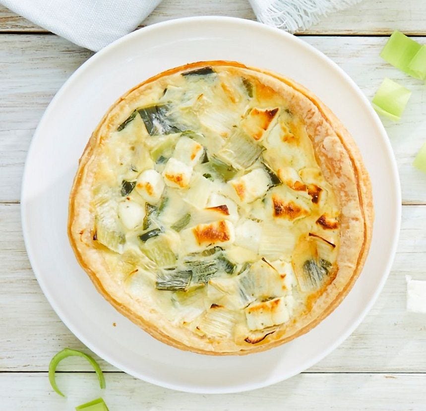 Quiche poireau fromage ail et fines herbes 