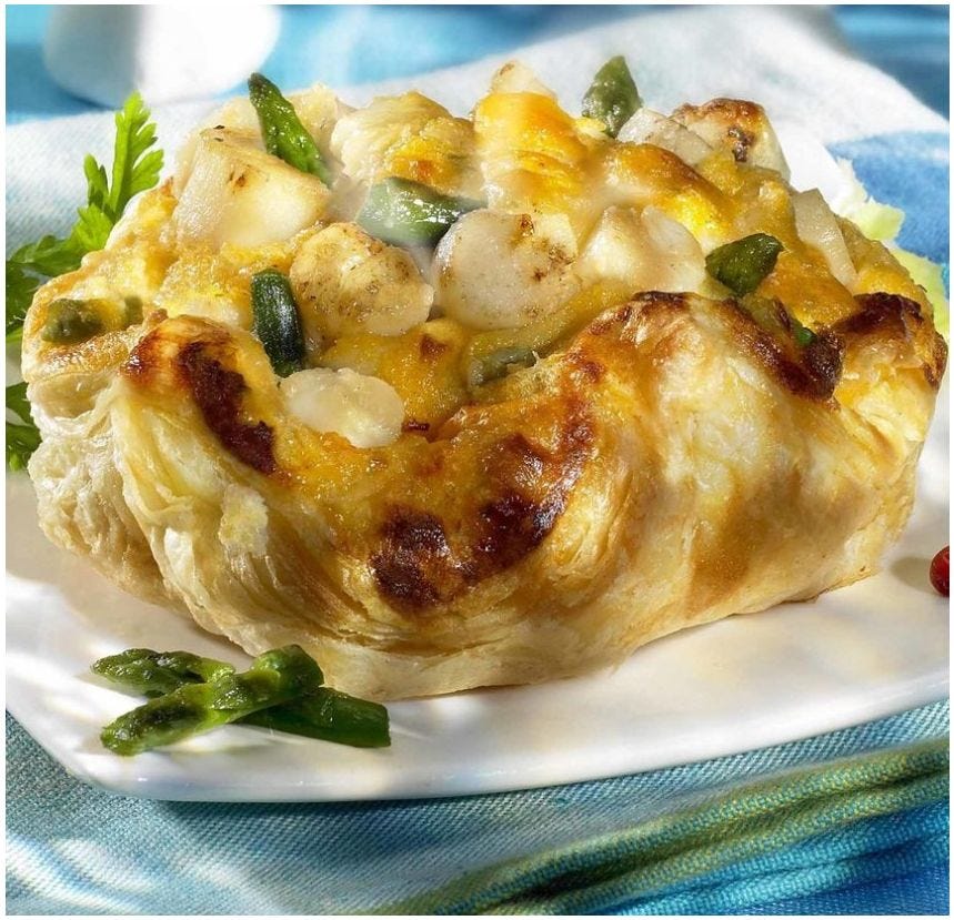 Panier de St Jacques et asperge verte