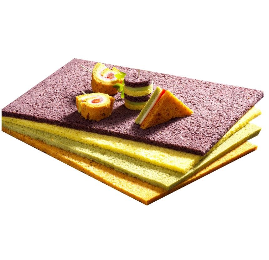 Sélection colorée plaques pain de mie et viennoiserie
