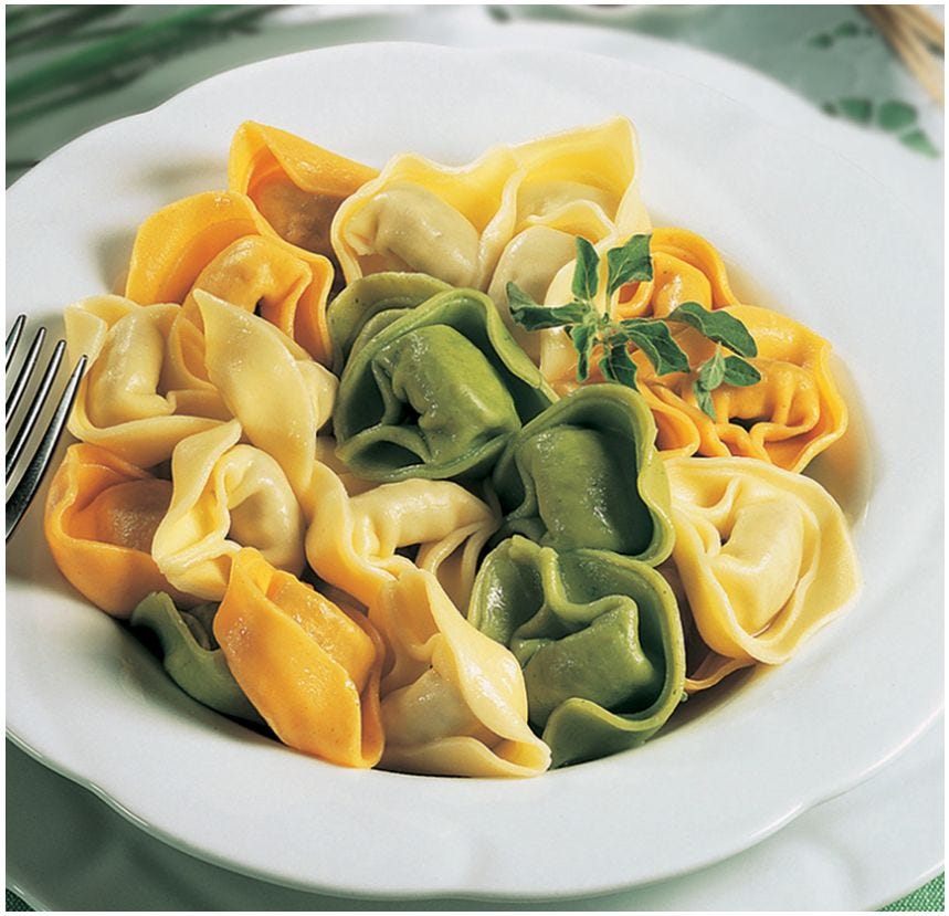 Tortelloni tricolores au fromage