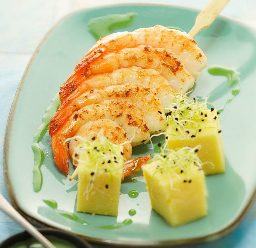 Brochette de crevettes décortiquées