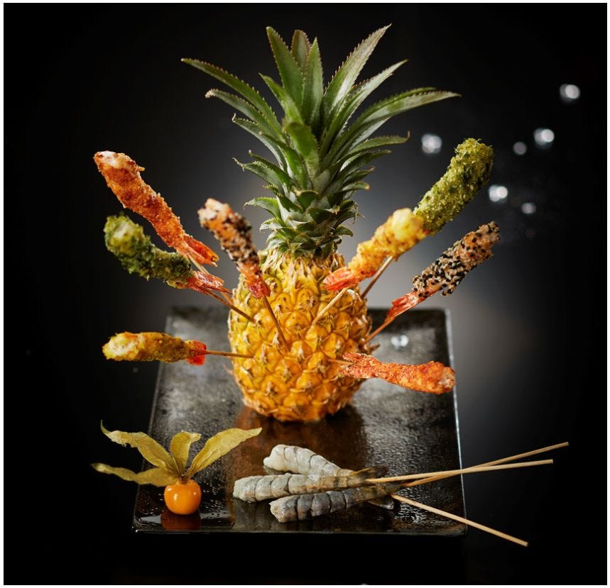 Brochette de queue de crevette décortiquée