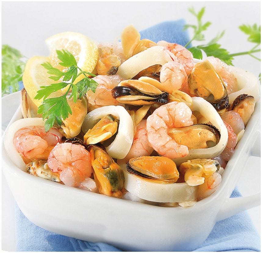 Fruits de mer extra spécial pizza et paella
