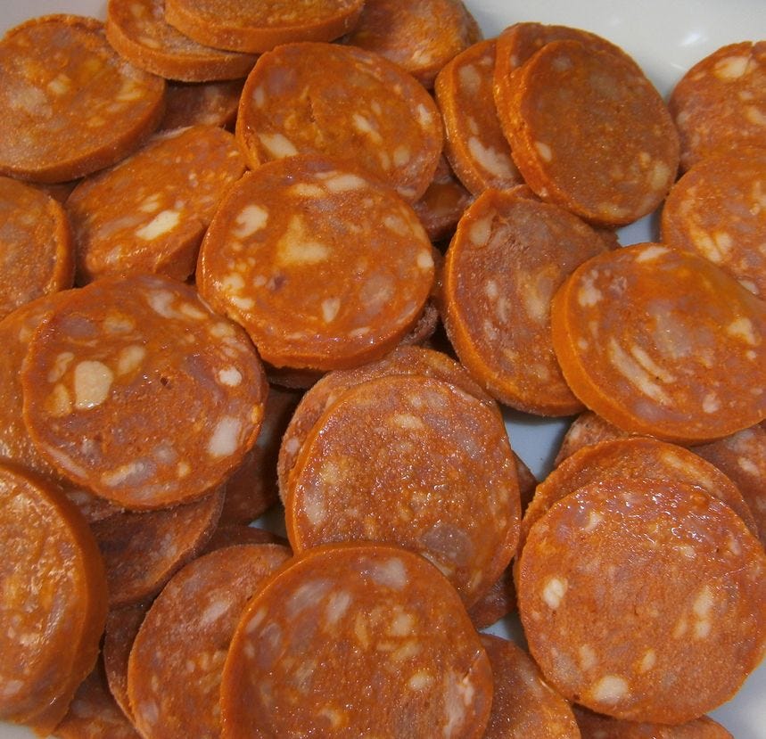 Chorizo de porc tranché