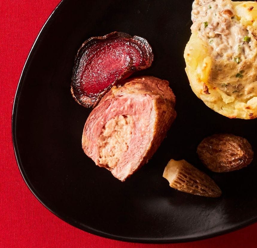 Filet de canette farce au foie gras de canard