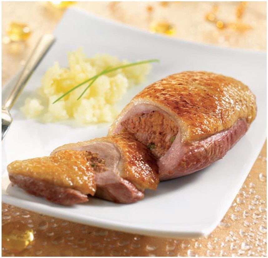 Filet de canette farci au foie gras