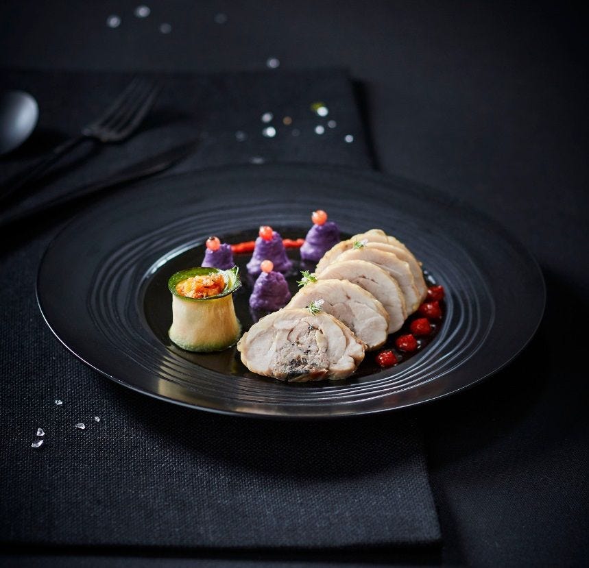 Ballotin de poulet farce marron et trompette
