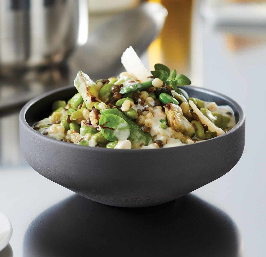 Poêlée orge perlé, légumes verts et edamame