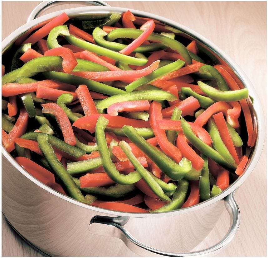 Poivron rouge et vert en lanière