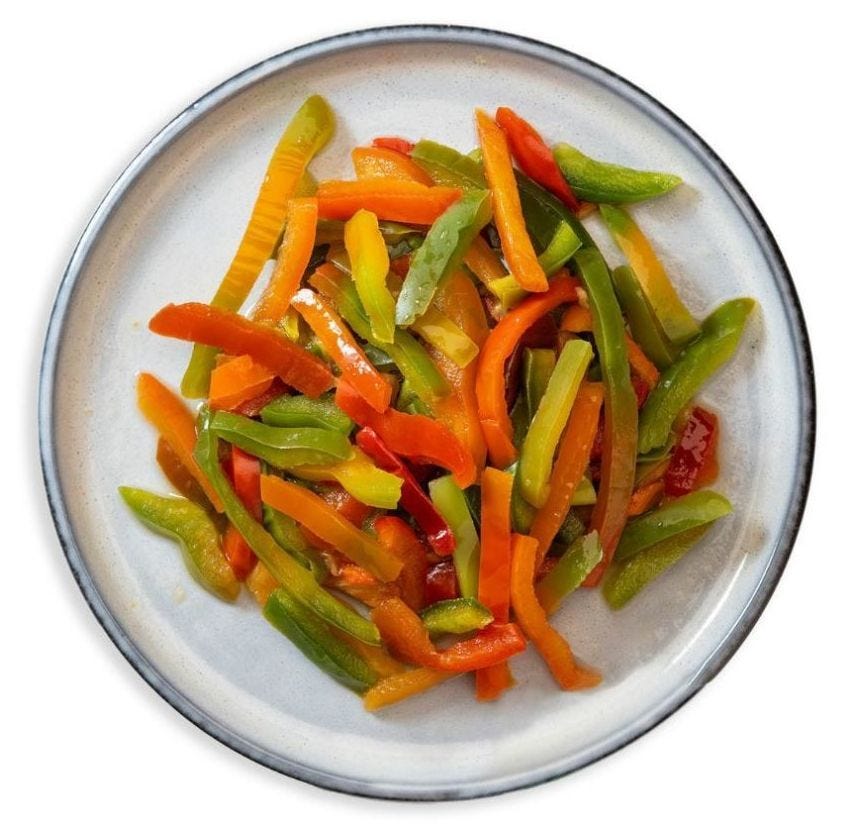 Poivron rouge et vert en lanière