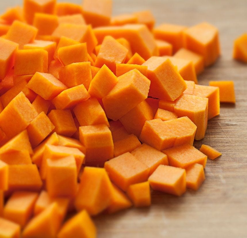 Courge butternut en cube