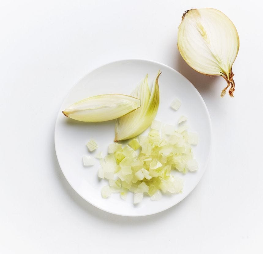 Oignon blanc en cube