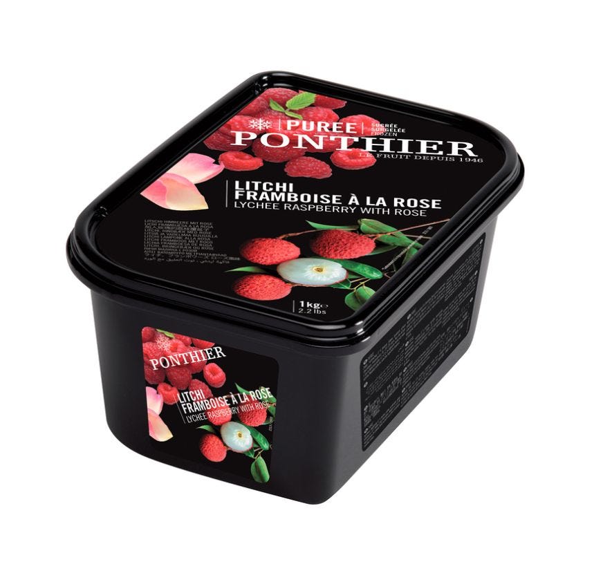 Purée litchi framboise à la rose