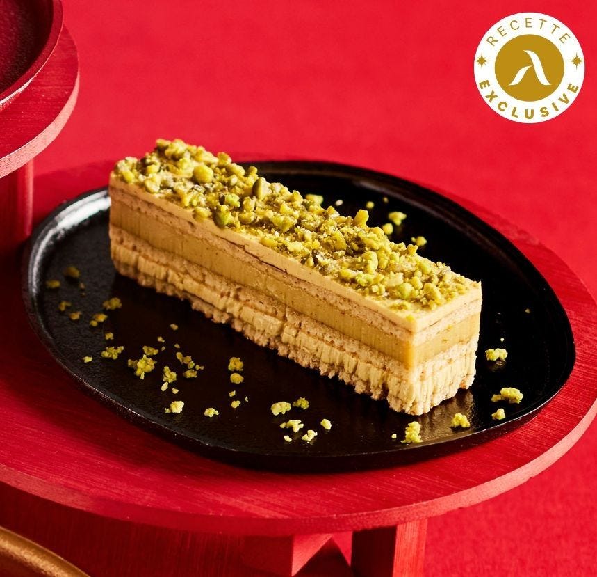 Entremets allumette pistache