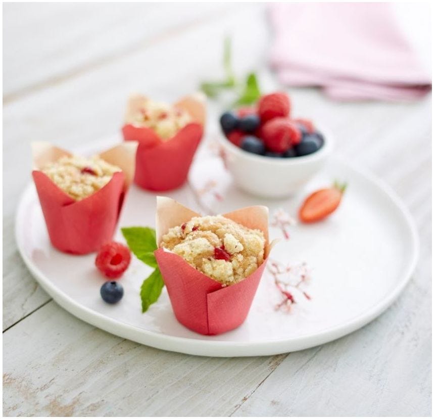 Mini muffin nature fourré aux fruits rouges