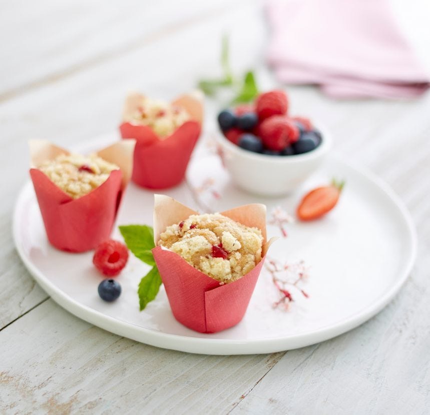 Mini muffin nature fourré aux fruits rouges 