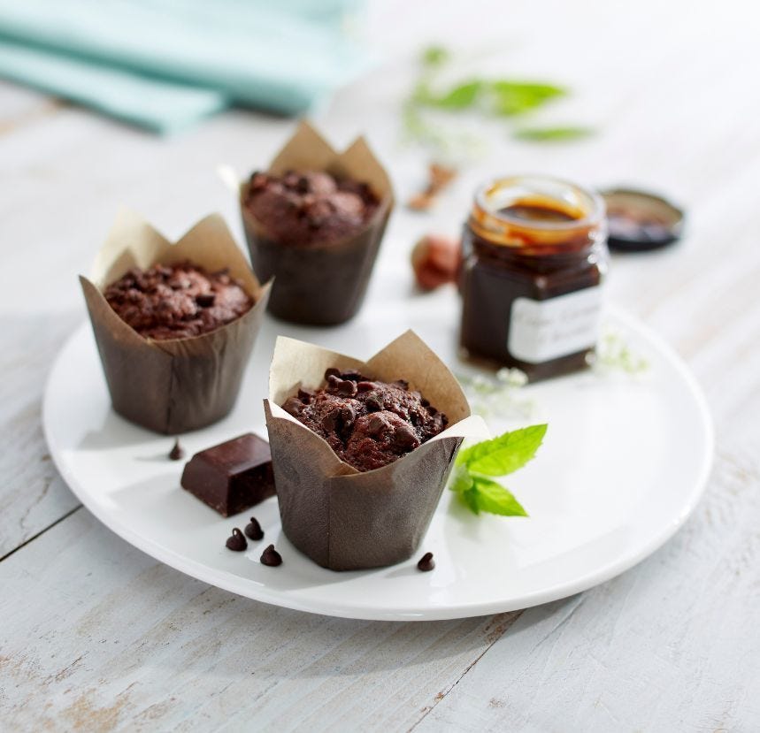 Mini muffin au chocolat fourré au chocolat noisette