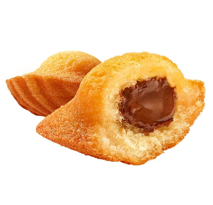 Madeleine fourrée parfum cacao noisette