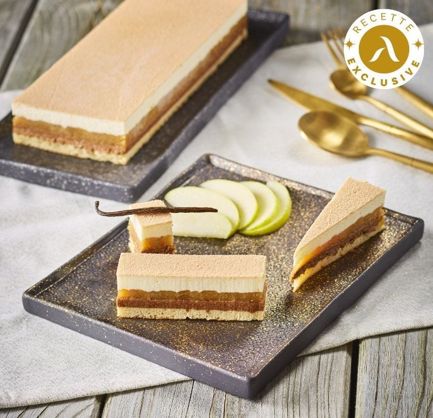 Entremets croustillant pomme vanille en bande