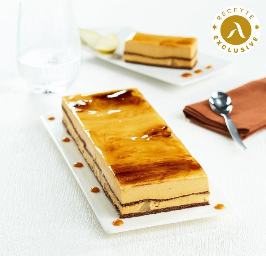 Entremets caramel poire en bande 