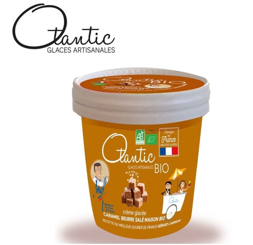 Pot de crème glacée caramel aux éclats de caramel Bio
