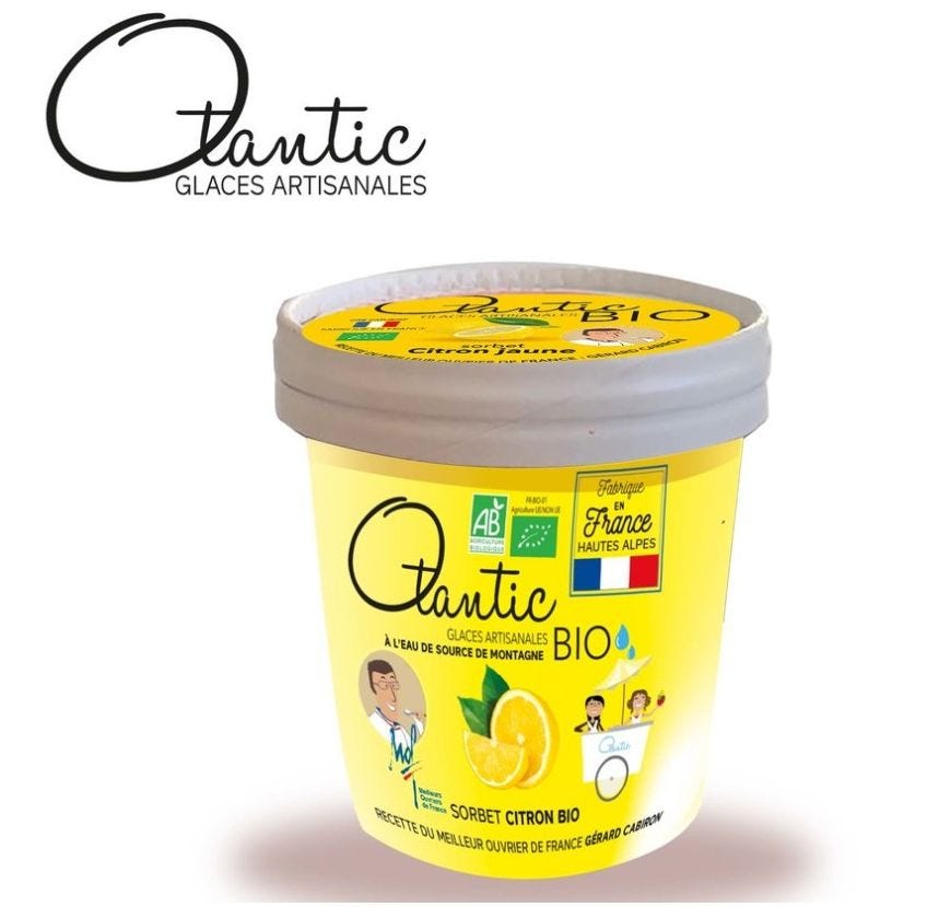 Pot de sorbet citron jaune Bio