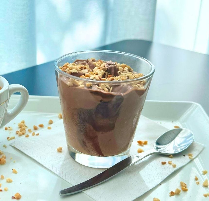 Verrine de crème glacée au chocolat et à la noisette