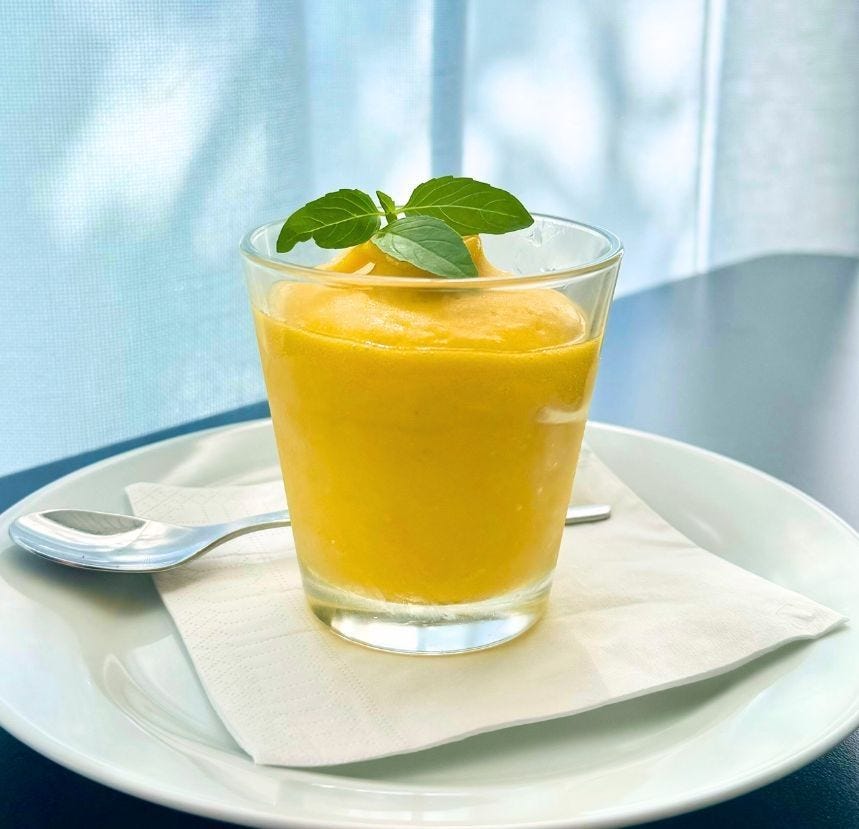 Verrine de sorbet plein fruit à la mangue