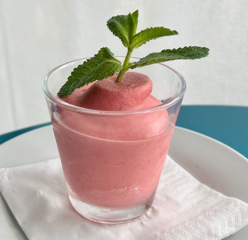 Verrine sorbet plein fruit à la framboise