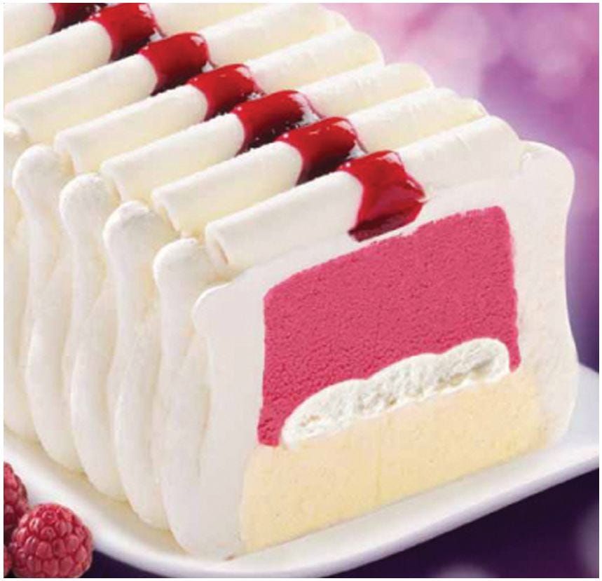 Vacherin vanille framboise en bande