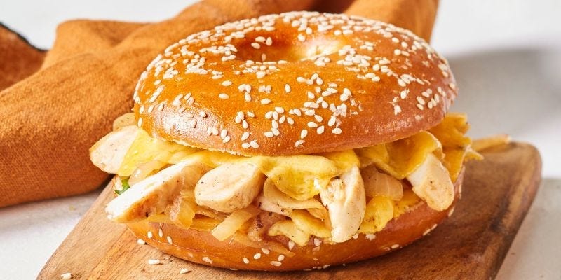 bagel poulet cheddar oignon