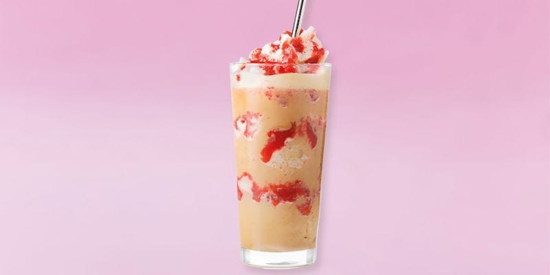 cafe latte frappe fraise