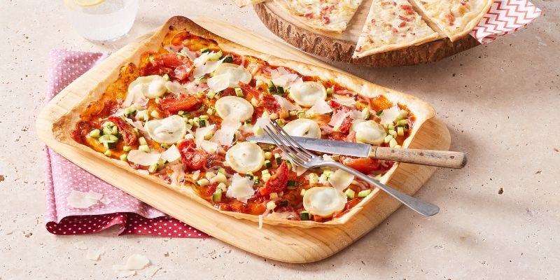 flammekueche tomate chevre courgette